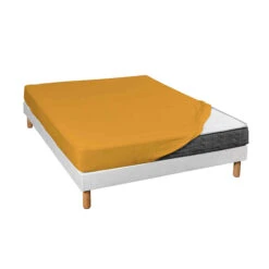 Drap Housse Jersey Jaune Moutarde Bonnet 30 Cm