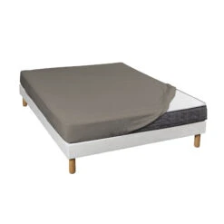 Drap Housse Jersey Taupe Bonnet 30 Cm 100% Coton Biologique