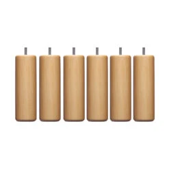 6 Pieds Cylindriques Bois 15 Cm