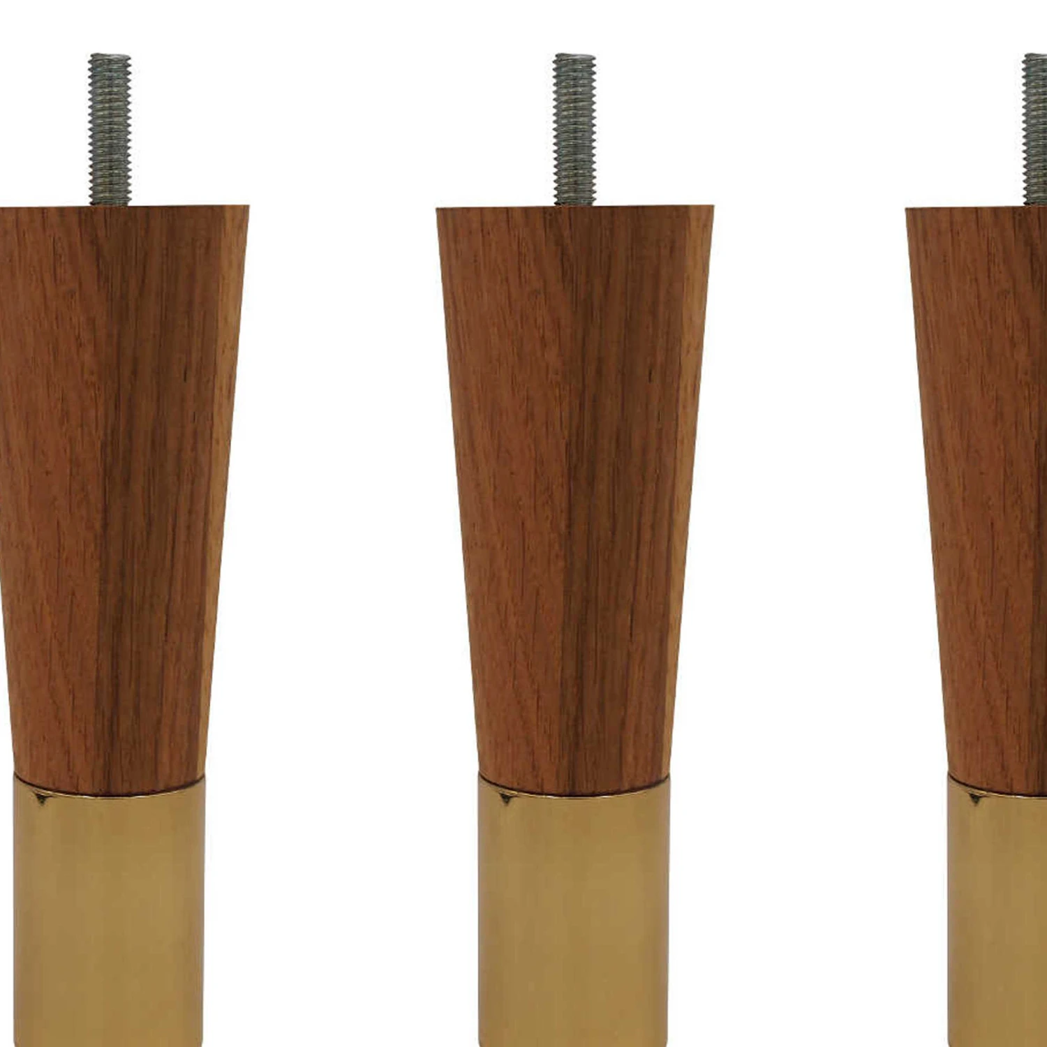 4 Pieds Fuseau Chêne Massif Et Laiton 15 Cm 2 4 Pieds Fuseau Chêne Massif Et Laiton 15 Cm – Image 2