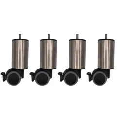 4 Pieds Cylindriques Inox à Roulette Pivotante Et Frein 15 Cm