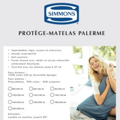 Protège Matelas Simmons Palerme Imperméable -Lematelas Soldes Boutique encart prot ge matelas palerme 1