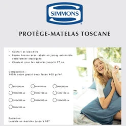 Protège Matelas Simmons Toscane 400g -Lematelas Soldes Boutique encart prot ge matelas toscane