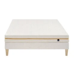 Ensemble Matelas Mousse Recyclée, Sommier Et Pieds Aube 400 - SOMEO -Lematelas Soldes Boutique ensemble aube 400 140x face fond blanc