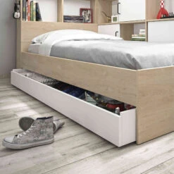 Lit Tiroir Enfant En Bois Avec Rangements Imitation Châtaignier Naturel 90x200 - LT5060 -Lematelas Soldes Boutique erwan ambiance 2