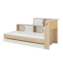 Lit Tiroir Enfant En Bois Avec Rangements Imitation Châtaignier Naturel 90x200 - LT5060 -Lematelas Soldes Boutique erwan fond blanc 1