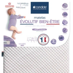 Candide Matelas Bébé Déhoussable EVOLUTIF BIEN-ÊTRE -Lematelas Soldes Boutique evobe fond blanc 4