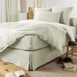 Housse De Couette Double Gaze De Coton Vert D'eau -Lematelas Soldes Boutique finition vert 3