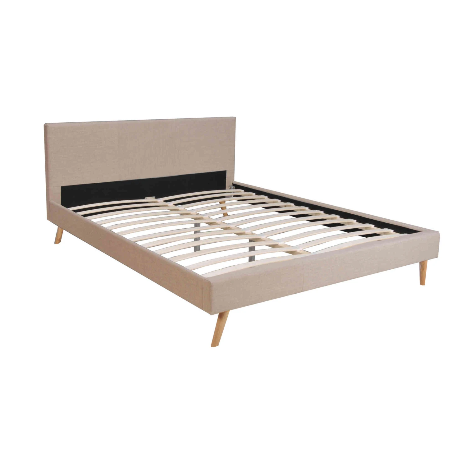 Lit En Bois Avec Tissu Beige - LT14009 2 Lit En Bois Avec Tissu Beige - LT14009 – Image 2