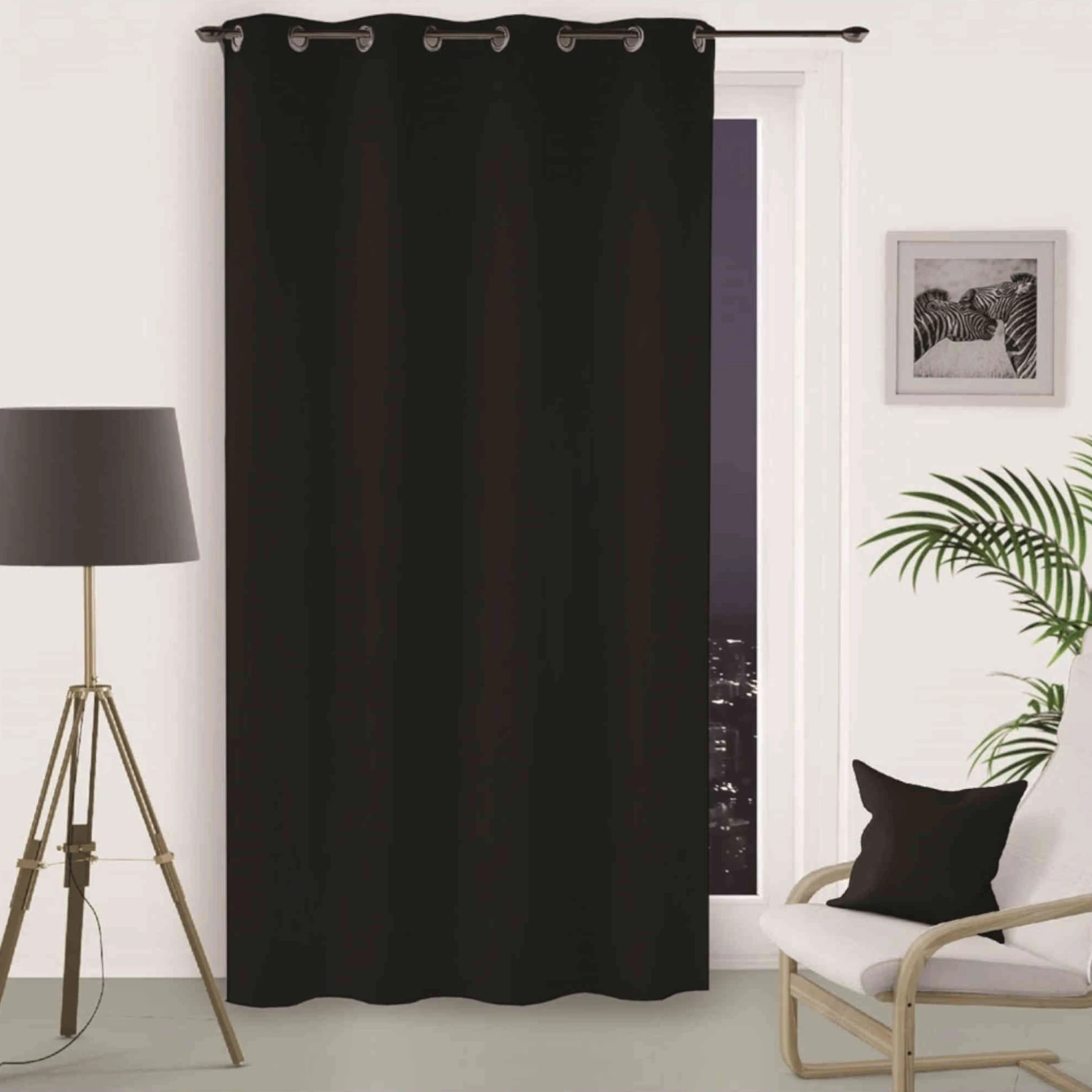 Rideau Occultant à œillets Flash Noir 1 Rideau Occultant à œillets Flash Noir