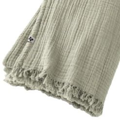 Plaid Gaze De Coton à Franges Vert D'eau -Lematelas Soldes Boutique gaia plaid vertdeau zoom