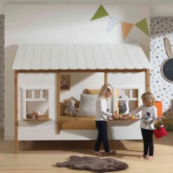 Lit Cabane Enfant En Bois Blanc 90x200 Cm - LT2050 7 Lit Cabane Enfant En Bois Blanc 90x200 Cm - LT2050 -Lematelas Soldes Boutique housebed ambiance 2