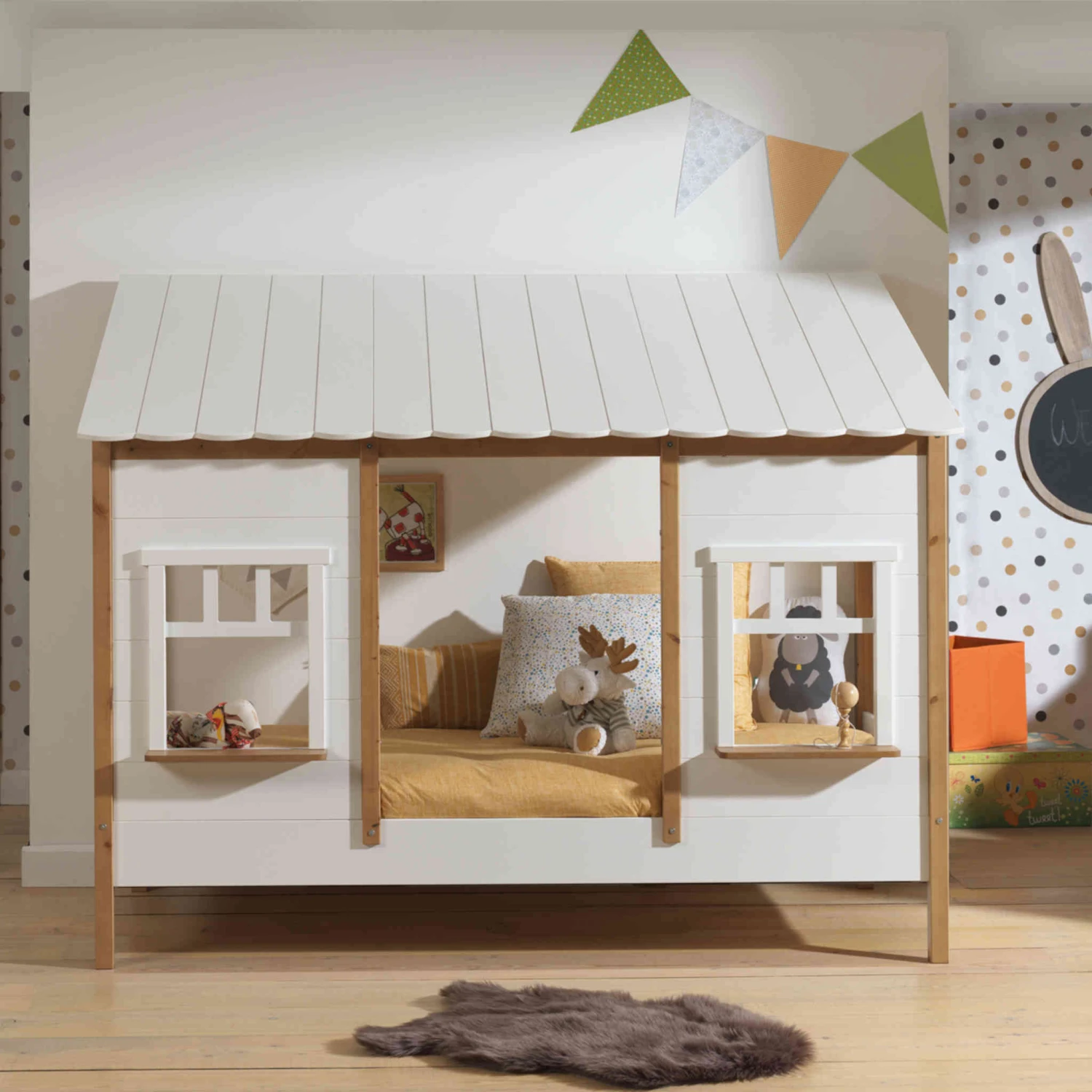 Lit Cabane Enfant En Bois Blanc 90x200 Cm - LT2050 2 Lit Cabane Enfant En Bois Blanc 90x200 Cm - LT2050 – Image 2
