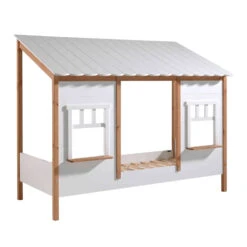 Lit Cabane Enfant En Bois Blanc 90x200 Cm - LT2050 9 Lit Cabane Enfant En Bois Blanc 90x200 Cm - LT2050 -Lematelas Soldes Boutique housebed fond blanc