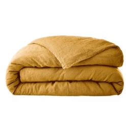 Housse De Couette Lin Lavé -Lematelas Soldes Boutique housse de couette lin lave jaune fond blanc