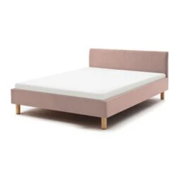 Lit Capitonné En Tissu Avec Tête De Lit Lisse - LT8004 -Lematelas Soldes Boutique lena vieux rose profil matelas fond blanc