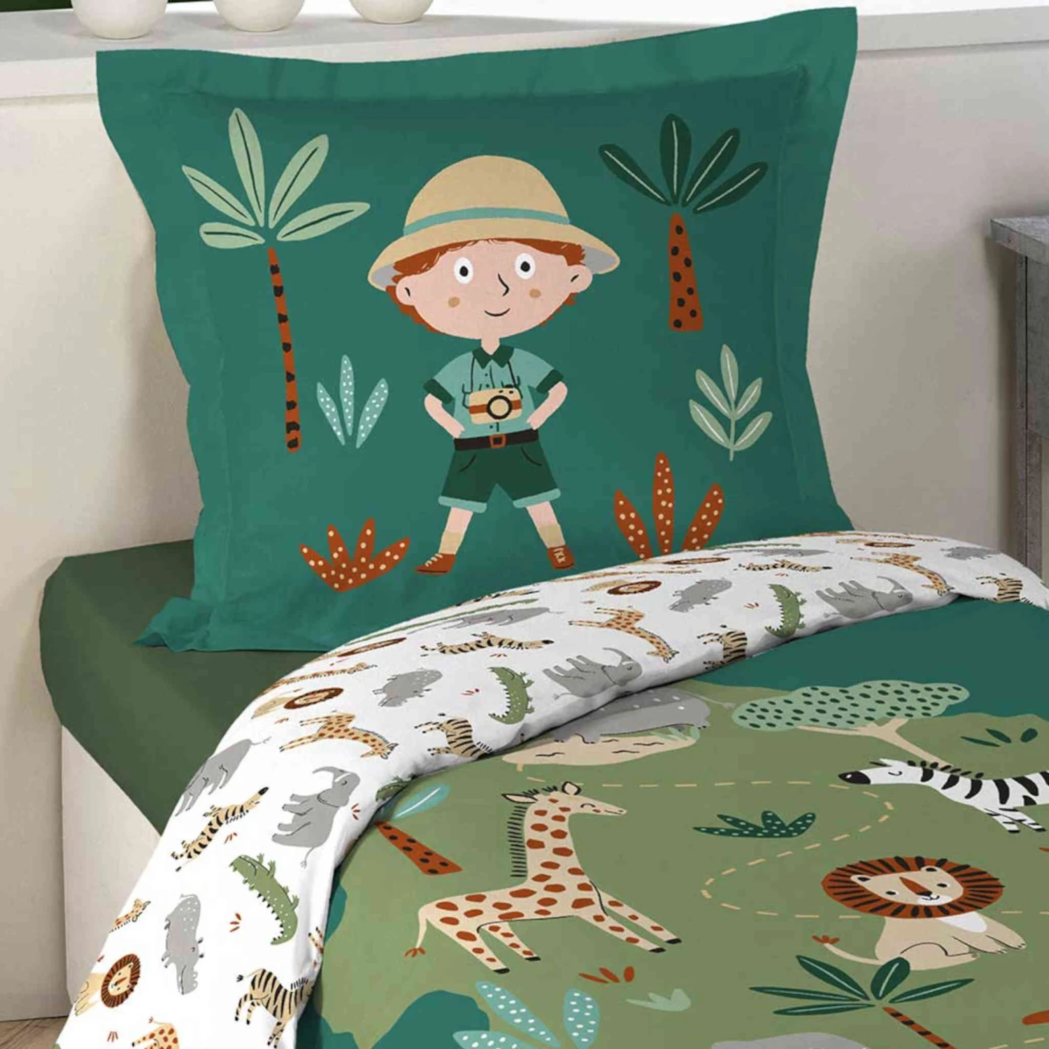 Parure De Lit Enfant Leo L'explorateur 140x200 2 Parure De Lit Enfant Leo L'explorateur 140x200 – Image 2