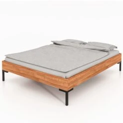 Lit En Chêne Massif Clair Avec Pieds En Métal - LT36001 -Lematelas Soldes Boutique lit abies profil droit fond blanc 2