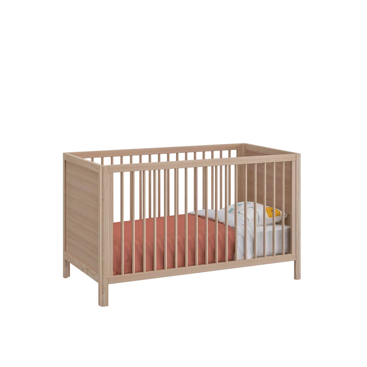 Lit Bébé à Barreaux En Bois Imitation Chêne Clair 70x140 - LT5050-1 2 Lit Bébé à Barreaux En Bois Imitation Chêne Clair 70x140 - LT5050-1 – Image 2