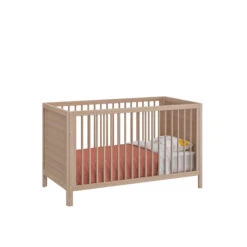 Lit Bébé à Barreaux En Bois Imitation Chêne Clair 70x140 Avec Pans 140 Cm - LT5050-2 -Lematelas Soldes Boutique lit anatole 2 1