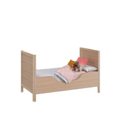 Lit Bébé à Barreaux En Bois Imitation Chêne Clair 70x140 Avec Pans 140 Cm - LT5050-2 -Lematelas Soldes Boutique lit anatole pans 2