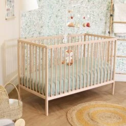 Lit Bébé à Barreaux En Bois Massif Avec Sommier Réglable En Hauteur 120x60 -Lematelas Soldes Boutique lit b b ambiance 1 1