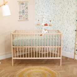 Lit Bébé à Barreaux En Bois Massif Avec Sommier Réglable En Hauteur 120x60 -Lematelas Soldes Boutique lit b b ambiance 2 1