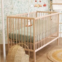 Lit Bébé à Barreaux En Bois Massif Avec Sommier Réglable En Hauteur 120x60 -Lematelas Soldes Boutique lit b b ambiance 3 1