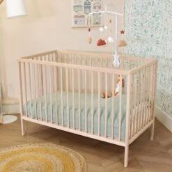 Lit Bébé à Barreaux En Bois Massif Avec Sommier Réglable En Hauteur 120x60 -Lematelas Soldes Boutique lit b b ambiance 4 1