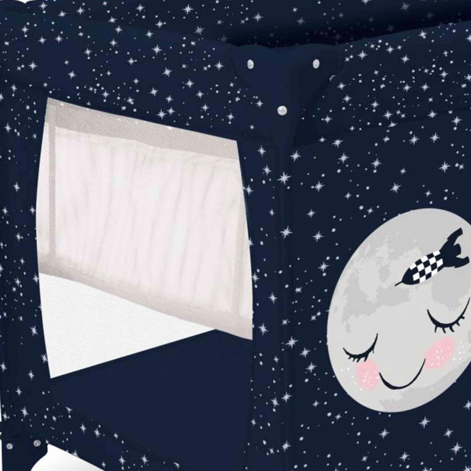 Lit Bébé Parapluie Bleu 60x120 Lune 2 Lit Bébé Parapluie Bleu 60x120 Lune – Image 2