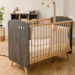 Lit Bébé En Bois Réglable En Hauteur SENJA 60x120 7 Lit Bébé En Bois Réglable En Hauteur SENJA 60x120 -Lematelas Soldes Boutique lit bb bois anthracite senja