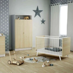 Lit Bébé En Bois Massif Avec Sommier Réglable CARNAVAL 60x120 -Lematelas Soldes Boutique lit bb carnaval blanc hetre 60x120 ambiance