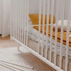 Lit Bébé à Barreaux En Bois Imprimé Cannage - LT7085 -Lematelas Soldes Boutique lit bebe barreaux blanc zoom 1