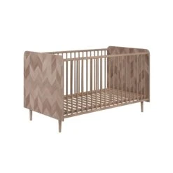 Lit Bébé à Barreaux En Bois Effet Chevron 70x140- LT70108