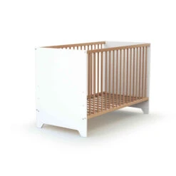 Lit Bébé En Bois Blanc Avec Sommier Réglable En Hauteur GAVROCHE 60x120 -Lematelas Soldes Boutique lit bebe gavroche 60x120 sommier apparent fond blanc