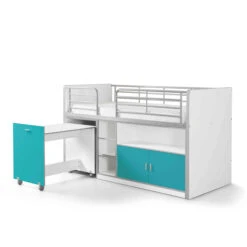 Lit Compact Enfant 90x200 Cm -Lematelas Soldes Boutique lit bonny 91 turquoise fond blanc