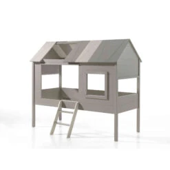 Lit Cabane Enfant 90x200 Gris - Terre De Nuit