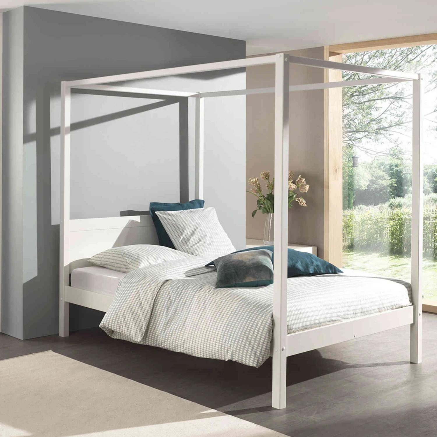 Lit Avec Cadre En Bois Blanc - Terre De Nuit 1 Lit Avec Cadre En Bois Blanc - Terre De Nuit