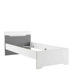 Lit Extensible Enfant En Bois Blanc Et Gris 90x190/200 - LI211 -Lematelas Soldes Boutique lit cadre profil fond blanc