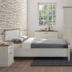 Lit Adulte En Bois Chêne Blanchi Et Béton - LT5050 -Lematelas Soldes Boutique lit chamonix ambiance