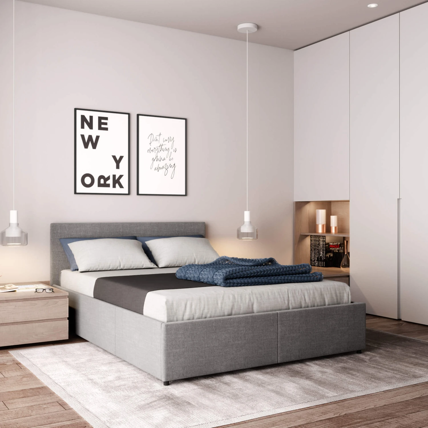 Lit Coffre En Bois Massif Avec Tête De Lit Tissu Gris Et Sommier à Lattes - LT17019 5 Lit Coffre En Bois Massif Avec Tête De Lit Tissu Gris Et Sommier à Lattes - LT17019 – Image 5