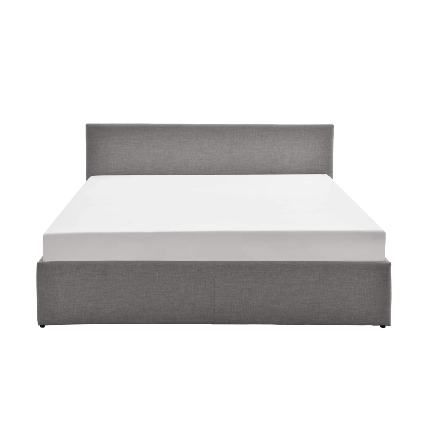 Lit Coffre En Bois Massif Avec Tête De Lit Tissu Gris Et Sommier à Lattes - LT17019 1 Lit Coffre En Bois Massif Avec Tête De Lit Tissu Gris Et Sommier à Lattes - LT17019
