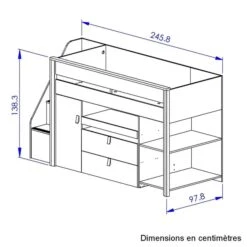 Ensemble Lit Multifonctions Avec Matelas Mousse 90x200 - LT5081 23 Ensemble Lit Multifonctions Avec Matelas Mousse 90x200 - LT5081 -Lematelas Soldes Boutique lit combin mael dimensions 1 1