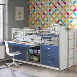 Lit Combiné Avec Bureau 90x200 - Terre De Nuit -Lematelas Soldes Boutique lit combin bleu 90x200 terre de nuit 1