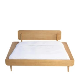 Ensemble Lit + Tête De Lit SMOOTHCLOUD En Bois Naturel Et Blanc -Lematelas Soldes Boutique lit double detoure 6