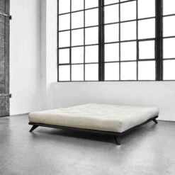 Ensemble Lit Futon Senza Noir + Matelas écru 180x200