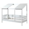 Lit Cabane Enfant Avec Toit En Bois Blanc 90x200