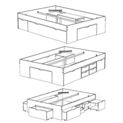 Lit Tiroirs Avec 2 Chevets En Bois Blanc - LT14014 7 Lit Tiroirs Avec 2 Chevets En Bois Blanc - LT14014 -Lematelas Soldes Boutique lit jazz