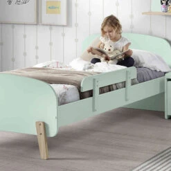 Lit Enfant 90x200 Vert Menthe Avec Sommier Et Barrière - Terre De Nuit