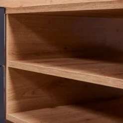 Lit Multi-rangements En Bois Imitation Chêne Et Anthracite 140x200 - LT12124 -Lematelas Soldes Boutique lit loria double zoom niches